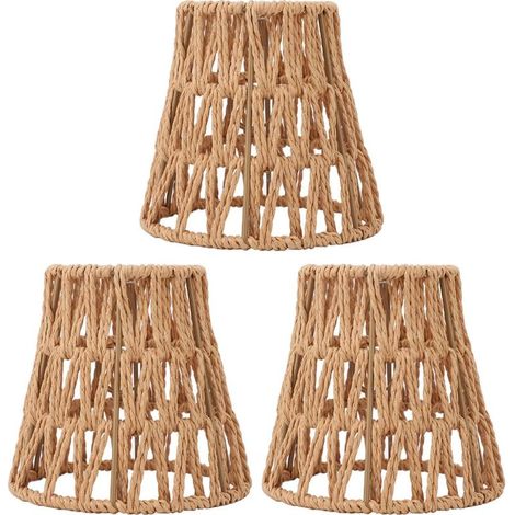 Lampenschirm – Handgeflochtenes Rattan – Zylindrisch – Für Stehlampe, Pendelleuchte, Wandleuchte – E14 – 3er-Set (1/5)