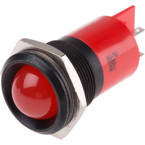 Voyant LED lumineux Rouge RS PRO, dia. 22mm, 12V c.c. ( Prix pour 1 )