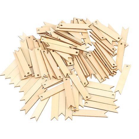 100 étiquettes en bois aux couleurs naturelles, idéales pour la décoration murale de mariages et de chambres (accessoires de bricolage). (1/5)