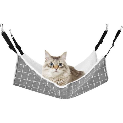 Katzenhängematte, Haustierhängematte, warmes Hängebett mit verstellbaren Gurten, Schlafkissen für Katzen, kleine Hunde und Kaninchen (1/5)