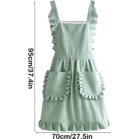 Delantal de verano liso con volantes,delantal de cocina de pana impermeable con bolsillo para el teléfono,babero de chef resistente al aceite (1/5)
