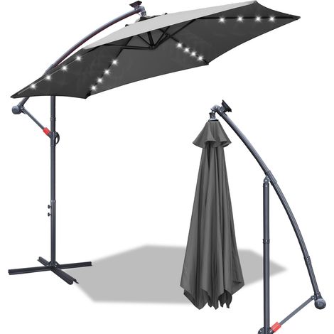 Wolketon Sonnenschirm 3.5m Grau mit LED – Moderner Terrassenschirm für Garten & Poolbereich