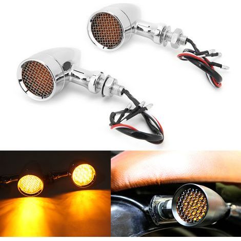 2pcs Clignotants LED Moto 12V 10mm Ambre Coque Chrome Universel (1/5)