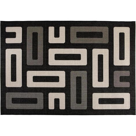 Tapis d'Extérieur Rectangulaire Résistant Gris Tonnerre Noir Beige et Blanc 160 x 230 cm - PANGIVO (1/3)