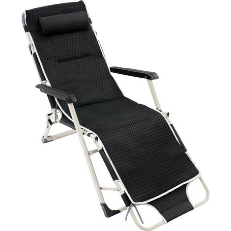 Sillón reclinable, diseño plegable, estructura de acero al carbono resistente, color negro. (1/2)