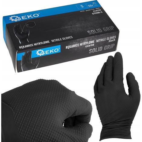Gants en nitrile à prise ferme, noirs, taille S, 50 pièces, Geko G75200-S (1/3)