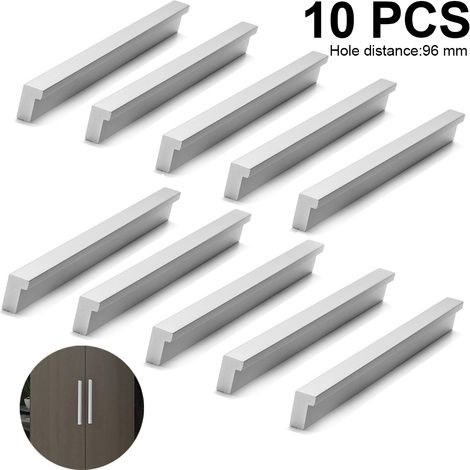 Poignée De Meuble - Acier Inoxydable - Entraxe 96 128 160 Mm - Pour Porte Tiroir Armoire Cuisine Salle De Bain Bureau - Lot De 10 (1/5)