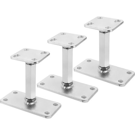 3 Pièces Support de Poteau, 80 x 80 mm Pied de Poteau Reglable Hauteur Réglable 140-200 mm, Support Poteau Bois Base de Sol pour Clôtures, Abris, Carports, Pergolas, Travaux de Construction (1/5)