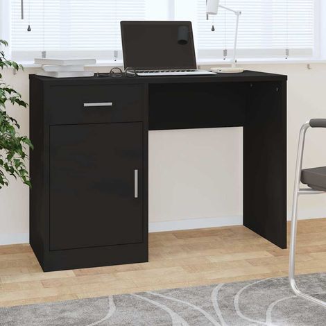 vidaXL Bureau avec tiroir et armoire Noir 100x40x73 cm Bois ingénierie (1/5)
