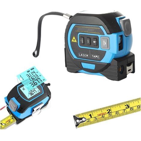Ruban à mesurer laser infrarouge 3 en 1, nouvel outil de mesure de ruban laser 2023, avec écran LCD, télémètre laser 3 en 1, réticule vertical, instrument de mesure de ruban laser (1/5)