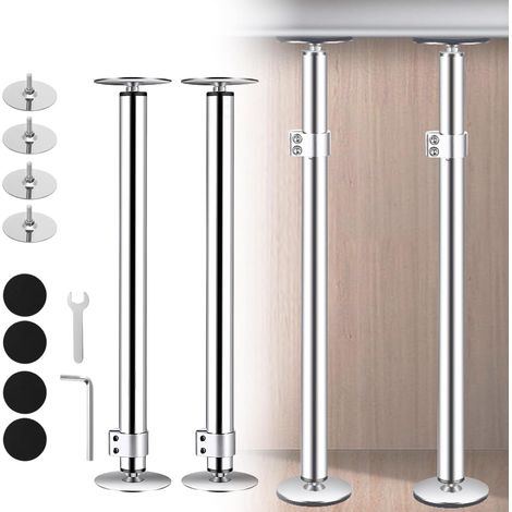 2Pcs Etai Telescopique Reglable,41-72 cm Barre Telescopique Barre Telescopique, Acier Inoxydable, Montage Mural, Support Armoires, Salle de Bain, Cuisine, Meubles, 300 kg (1/5)