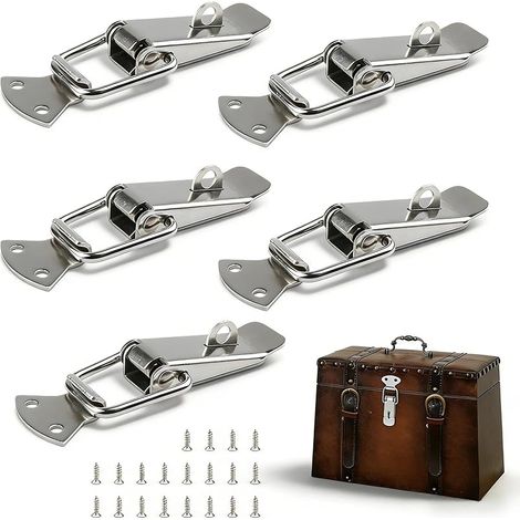5 Piezas Loquet a Bascule en Acier Inoxydable, Loquet de Fermeture avec Vis, Fermeture à Levier Inox, Peut Être Utilisé avec un Cadenas, pour Armoires, Boîtes à Outils, Portes et Fenêtres (1/5)