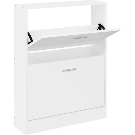 Zapatero mueble para entrada pasillo y salón 59 x 17 x 81 cm madera de ingeniería blanca 020021473 (1/5)