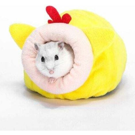 Hamster Small Cotton Nest Winter Sleep Nest House Cotton Rabbit Nest Winter Warm Cotton Sleeping Nest for Small Animal Mini Hedgehog, Yellow (1/4)