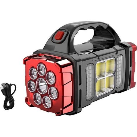 Lampe torche LED portable multifonctionnelle, alimentée par énergie solaire et rechargeable par USB, idéale pour une utilisation en extérieur. (1/5)