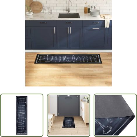 vidaXL Küchen Läufer - Küchen Teppich Schwarz 150 x 45 cm Samt (1/5)