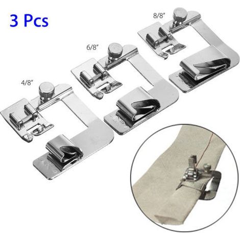 Pied-de-biche pour machines à coudre électriques multifonctions domestiques, 4/8", 6/8", 8/8", pour surjet/ourlet (1/2)