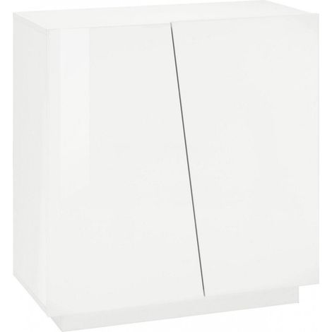 Dmora Scarpiera moderna, Made in Italy, a 2 ante, Portascarpe da ingresso, Mobile multiuso, cm 80x38h86, colore Bianco lucido, con imballo rinforzato