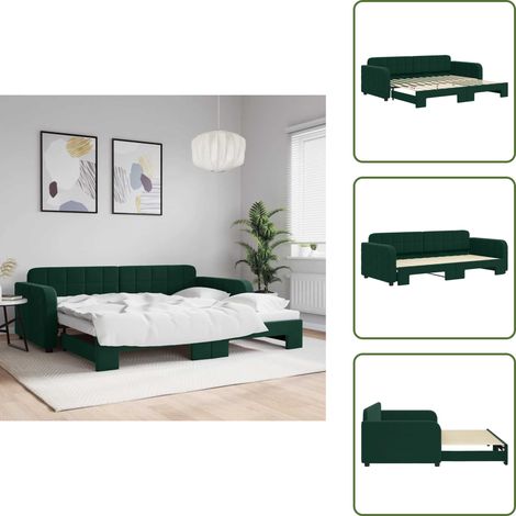 vidaXL Tagesbett Ausziehbar Dunkelgrün 90x200 cm Samt (1/5)