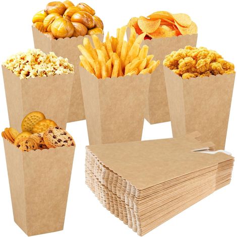 Sachets à Pop-Corn en Papier Kraft et Carton Blanc - Boîtes Sans Distorsion pour Mariage, Soirée Cinéma ou Fête (1/5)