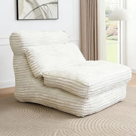 Canapé convertible 2 en 1 en flanelle blanche, dossier ergonomique et repose-pieds, pour salon ou chambre (1/4)