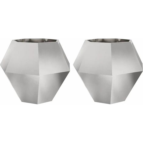 Set de 2 jardineras rectangulares de exterior para jardín balcón 100 x 100 x 80 cm de acero inoxidable plata 020053099 (1/5)