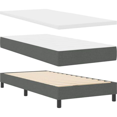 Box Spring Bed with Mattress Dark grey 90 x 200 cm vidaXL (1/5)