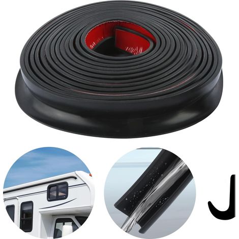 Silica Gel Edge Protection Profile J Shape Edge Protection Profile Self Adhesive Gutter for Gazebo Black Length 5M Suitable for Vehicle Truck Boat Car (1/5)