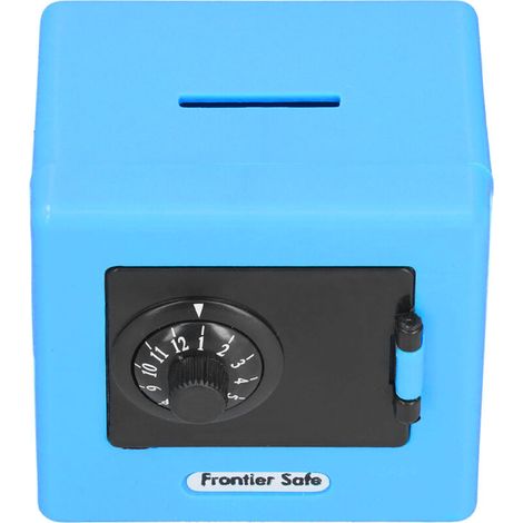Coffre-fort éducatif pour enfants avec serrure à code - Tirelire sécurisée pour économiser pièces et billets - Bleu (1/5)