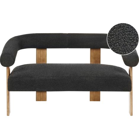 Sofa 2 Seater ILBRO Boucle Black/ Dark Brown (1/5)