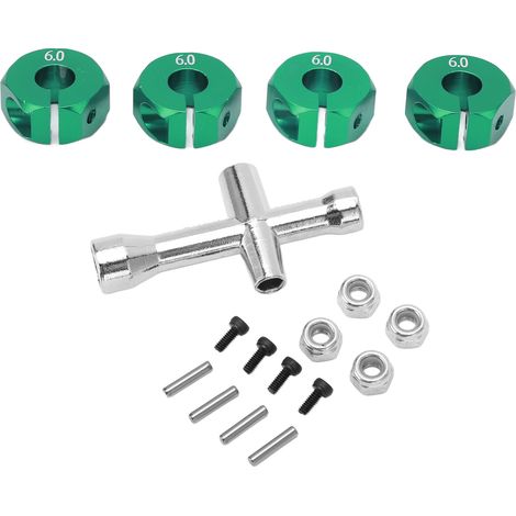 Adaptateur de moyeu 12mm et 6mm pour voiture télécommandée 1/10 durable, coupleur de raccord vert (1/5)