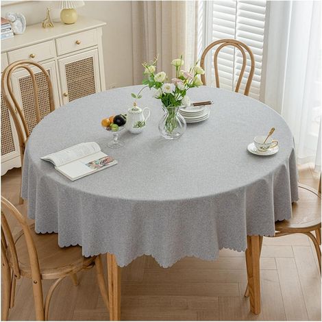 Nappe ronde anti-taches, imperméable, gris clair, Ø 220 cm