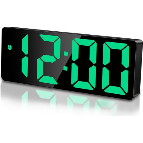 Sveglia digitale a LED, orologio digitale mattutino con ora, data, temperatura, funzione snooze, luminosità regolabile, orologio digitale per bambini per casa, ufficio, viaggio, verde