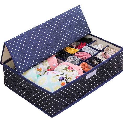 Organisateur De Tiroir - 17 Compartiments - En Tissu Oxford Et Plaque Plastique - Pliable Avec Fermeture Éclair - Pour Sous-Vêtements Chaussettes Soutiens-Gorge Cravates Ceintures - 1 Pièce (1/5)