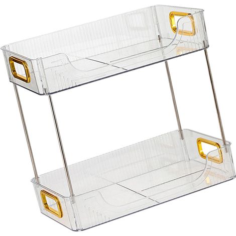 Bureau Organisateur 2 Niveaux Grand Espace Rangement Moderne Étagère pour Bureau Chambre Décoration Maison Transparente (1/5)