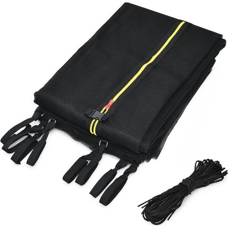 Trampolin-Sprungmatte – Trampolin-Sicherheitsnetz Ø 366 cm, UV-beständig, mit Doppelreißverschluss, geeignet für 8-Stangen, 180 cm Höhe, Schwarz (1/5)