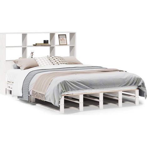 Maison Exclusive - Letto Libreria senza Materasso Bianco 140x190 cm Legno Massello