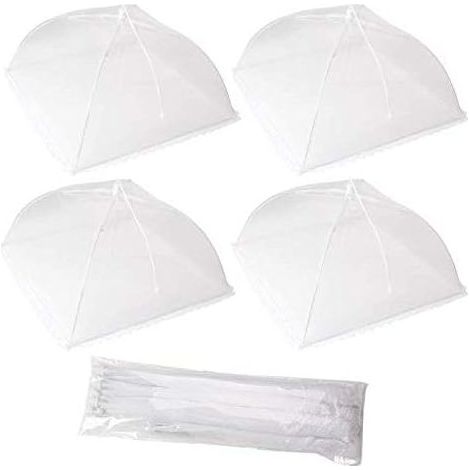 Lot de 4 grandes tentes de protection alimentaire pliables et résistantes en filet, réutilisables et faciles à ranger, protégeant les aliments des mouches et insectes. (1/5)