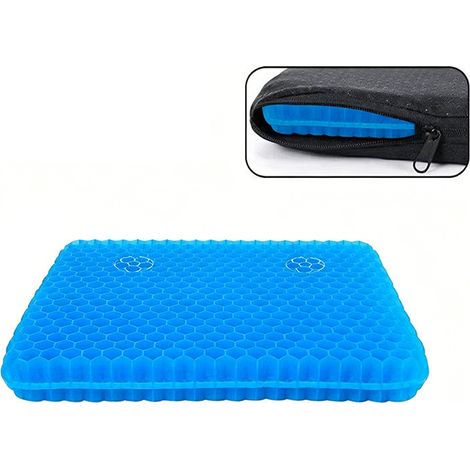 (Bleu)Coussins de Chaise,Coussin de Gel Respirant,Coussin Anti Escarres,Soulage la Pression sur Le Orthopédique avec Housse Antidérapant pour Voiture (1/4)