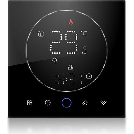 Thermostat intelligent sans fil pour la maison, chaudière murale Programmable précise, AC95-240V carré noir (1/5)