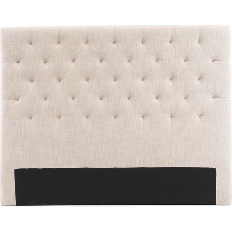 Miliboo – Tête de lit capitonnée en tissu naturel 160 cm – Élégant capitonnage – Bois massif et contreplaqué – Dimensions L162.5 x H112 cm (1/4)