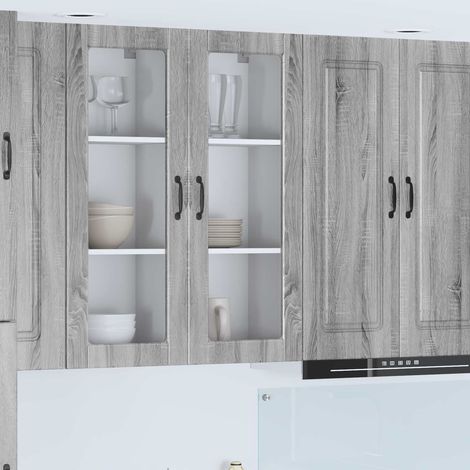 Meuble mural de cuisine 2 portes, 3 étagères, bois d’ingénierie gris Sonoma 40 x 31 x 100 cm - PANGIVO (1/5)
