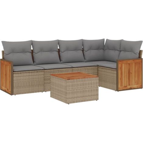 Maison Exclusive - 6-tlg. Garten-Sofagarnitur mit Kissen Beige Po (1/3)