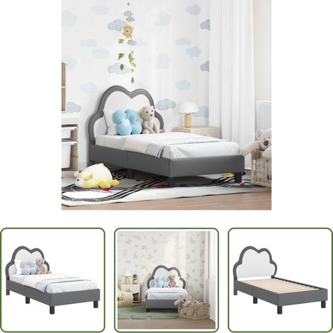 vidaXL Kopfteil - Kinderbettgestell mit Kopfteil Hellgrau 70 x 140 cm PU (1/5)
