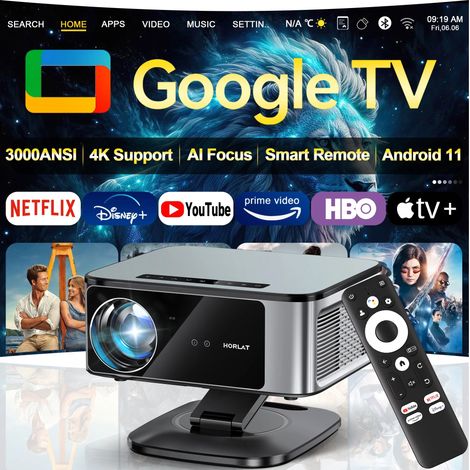 Projecteur laser Android 4K UHD 45000 Lumens avec mise au point TOF, WiFi 6, Full HD 1080P, pour cinéma maison et visionnement en plein jour (1/5)