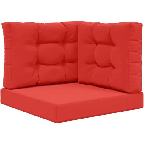 Ensemble de trois coussins pour canapé d'extérieur, en polyester rouge (1/5)