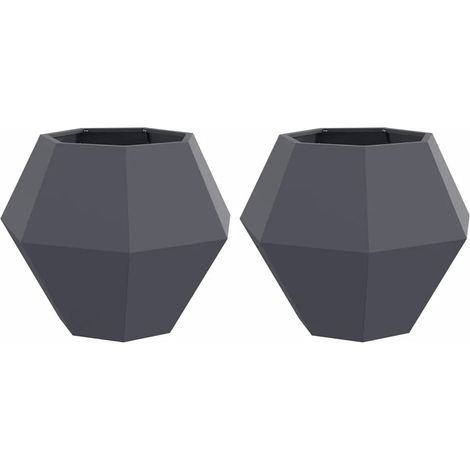 Lot de 2 jardinières rectangulaires design extérieur 75 x 75 x 60 cm en acier anthracite (1/5)