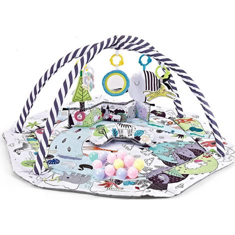 Tapis D Activite Pour Bebe - Tapis De Gym Avec Barriere Hexagonale - Pour Temps Sur Le Ventre Et Jeu Au Sol - 1 Piece (1/5)