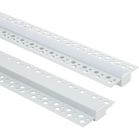 Perfil Aluminio Integrado en Escayola/Pladur para Tira LED hasta 15 mm con Tapa Continua Blanco 2 m Blanco traslúcido