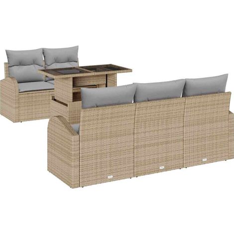 Maison Exclusive - Set Divano da Giardino 6 pcs Beige Rattan in Polipropilene